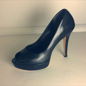 Cole Haan Black Leather Open Toe Pumps 8M Heels Nike Air